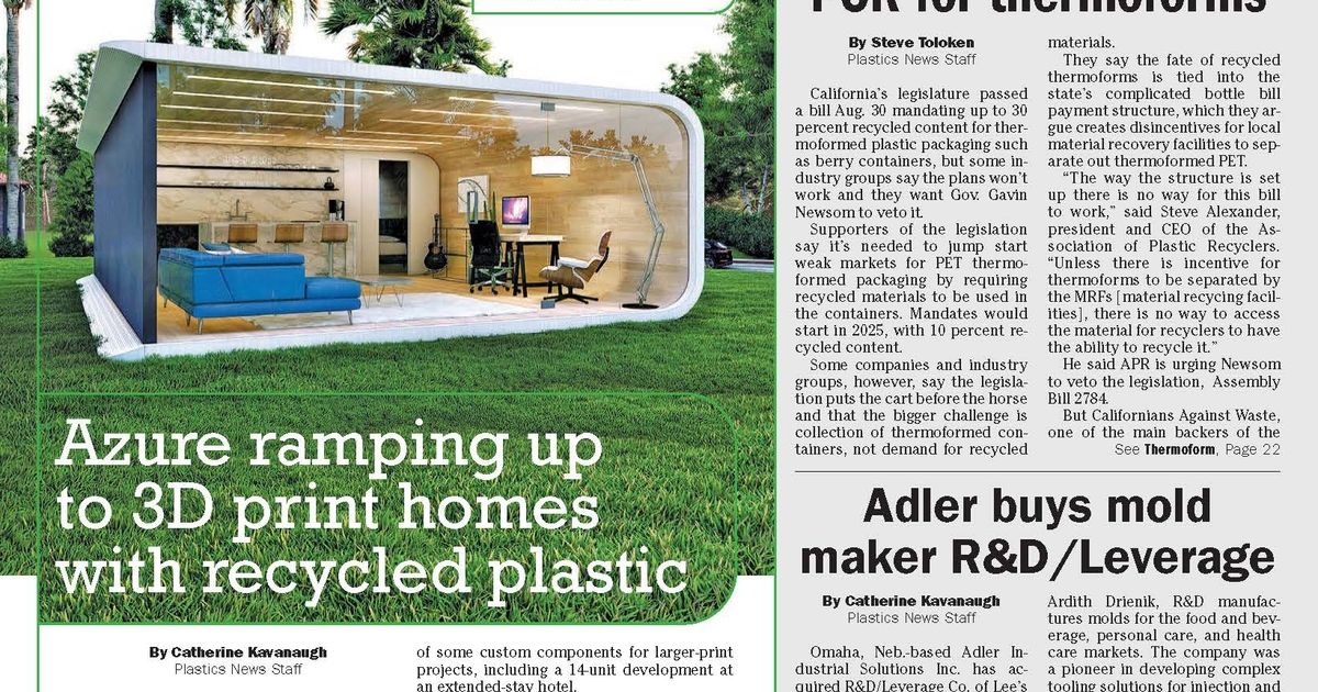 Read the latest edition of Plastics News Sept. 5, 2022 Plastics News